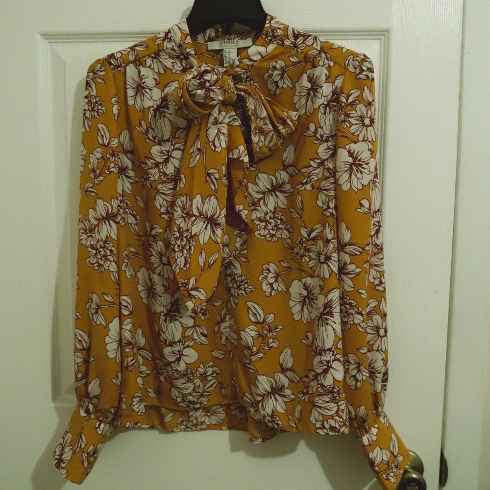 Floral Print, Neck Tie Blouse